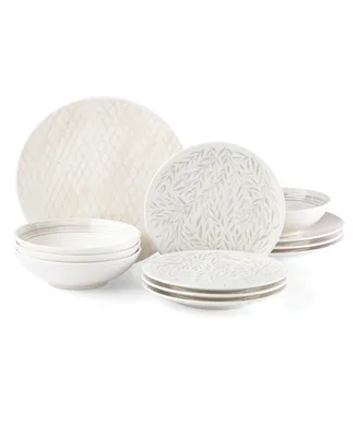 Lenox Textured Neutrals Netting/Vines 12-pc Dinnerware Set, Service for 4