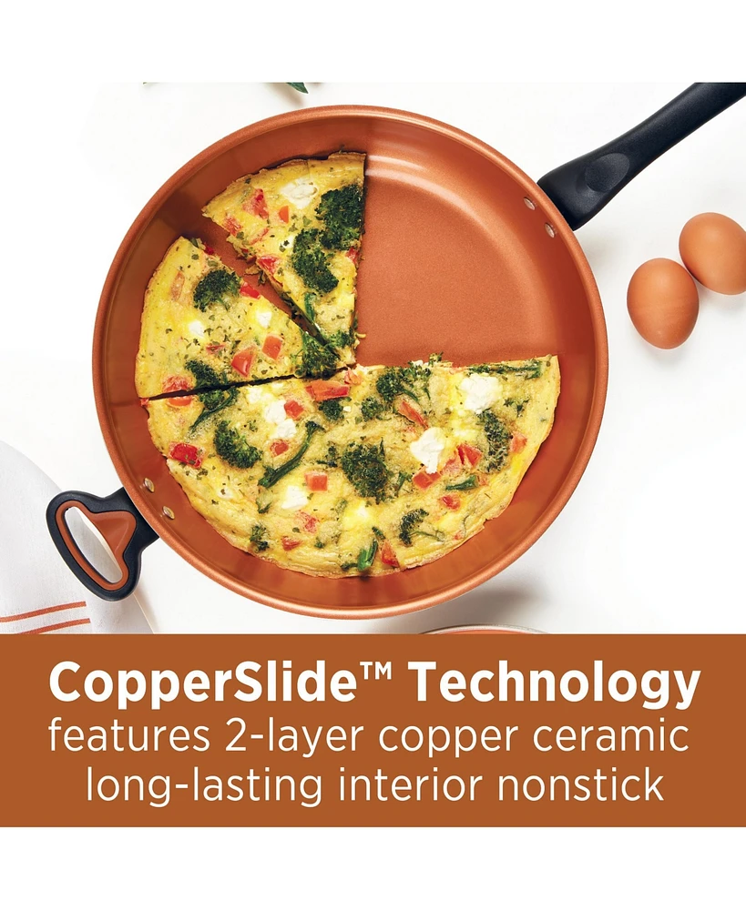 Farberware Glide Copper Ceramic Nonstick 12.5" Deep Skillet with Helper Handle
