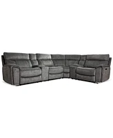 Closeout! Hutchenson 6Pc Fabric Sectional with 2 Usb Power Recliners, 2 Consoles