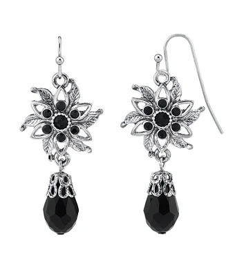 2028 Silver-Tone Flower Drop Earrings