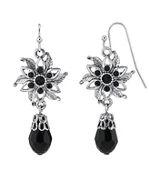 2028 Silver-Tone Flower Drop Earrings
