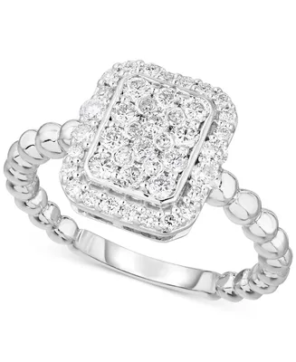 Forever Grown Diamonds Lab-Created Diamond Rectangle Cluster Halo Statement Ring (3/4 ct. t.w.) in Sterling Silver
