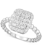 Forever Grown Diamonds Lab-Created Diamond Rectangle Cluster Halo Statement Ring (3/4 ct. t.w.) in Sterling Silver