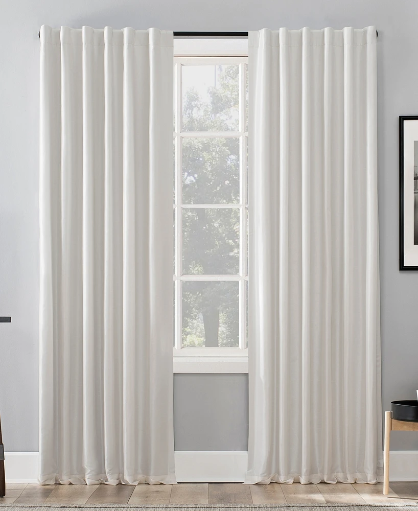 Evelina Faux Dupioni Silk Thermal Extreme 100% Blackout Back Tab Curtain Panel