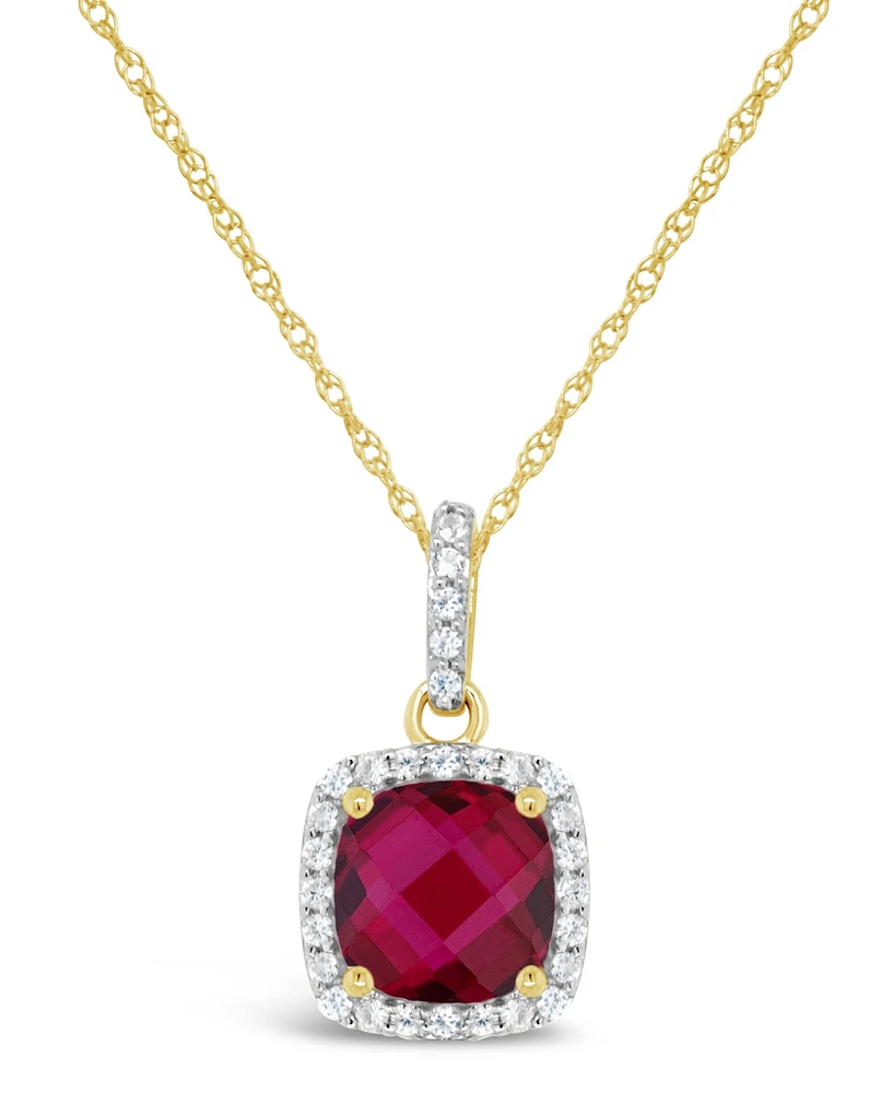Lab Grown White Sapphire (1-3/4 ct. t.w.) and Lab Grown White Sapphire (1/6 ct. t.w.) Pendant Necklace in 10k Yellow Gold. Also Available in Lab Grown
