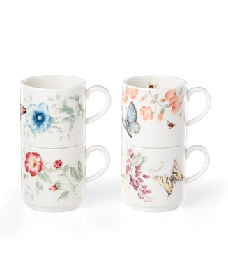 Lenox Butterfly Meadow Kitchen Stack Mugs, Set of 4