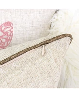 Homey Cozy Lilly Embroidered Linen Decorative Pillow, 20" x 20"