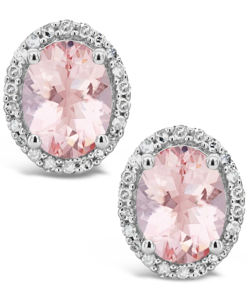 Morganite (2-1/10 ct. t.w.) and Diamond (1/5 ct. t.w.) Stud Earrings in Sterling Silver