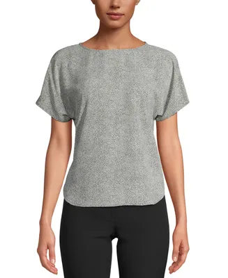 Anne Klein Petite Printed Boat-Neck Top