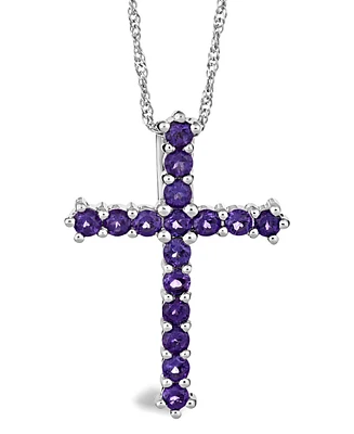 Amethyst (1-5/8 ct. t.w.) Cross Pendant Necklace in Sterling Silver