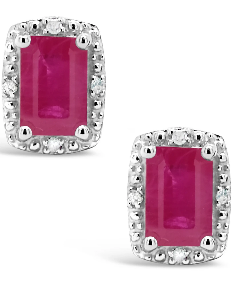 Ruby (1-1/3 ct. t.w.) and Diamond Accent Stud Earrings in Sterling Silver