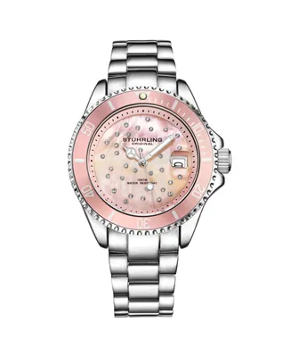 Stuhrling Women's Silver Tone Stainless Steel Bracelet Watch 39mm