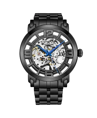 Men's Automatic Black Steel Link Bracelet Watch 44mm