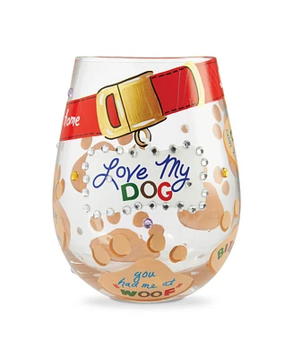Enesco Lolita Love My Dog Stemless Wine Glass