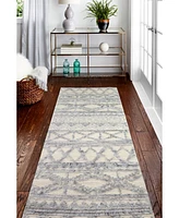 Closeout! Bashian Natural Wool M133 Ivory and Blue 2'6" x 8' Runner Rug