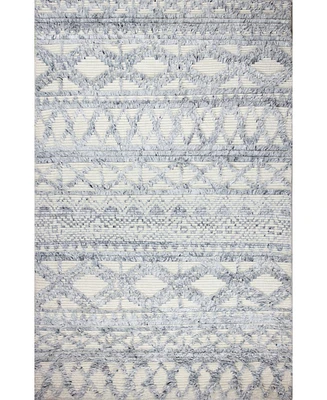 Closeout! Bashian Natural Wool M133 Ivory and Blue 5' x 7'6" Area Rug