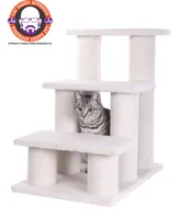 Armarkat 3 Step Real Wood Cat Step Stairs Ramp, 25" Height Dogs Climber And Kitten Steps B3001