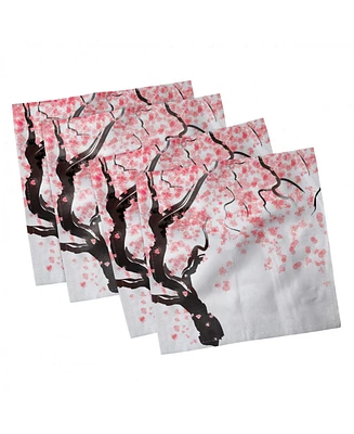 Ambesonne Floral Set of 4 Napkins, 12" x 12"