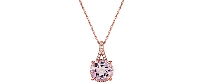 Pink Amethyst (2-1/2 ct. t.w.) and Diamond Accent 18" Pendant Necklace in 14k Rose Gold