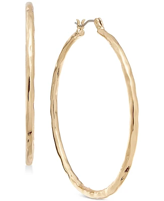 Style & Co Gold-Tone Medium Hammered Hoop Earrings, 2", Exclusively at Macy's