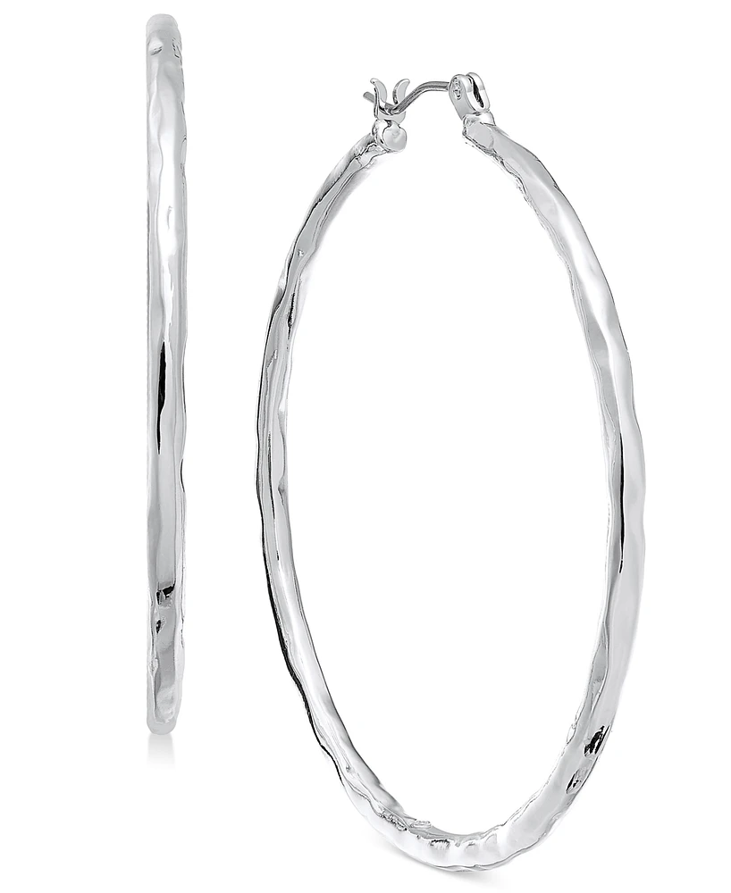 Style & Co Gold-Tone Medium Hammered Hoop Earrings, 2", Exclusively at Macy's
