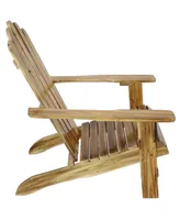 Outdoor Natural Fir Wood Rustic Lounge Backyard Patio Adirondack Chair - Light Charred Finish