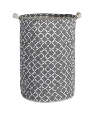 Design Imports Polyethylene Coated Cotton Polyester Laundry Hamper Lattice Round