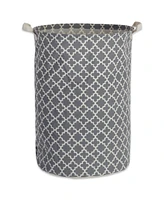 Design Imports Polyethylene Coated Cotton Polyester Laundry Hamper Lattice Round