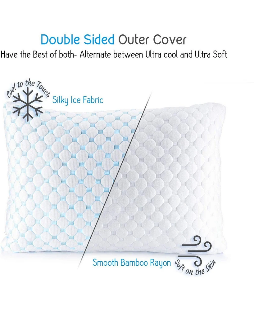 Nestl Heat and Moisture Reducing Ice Silk and Gel Infused Memory Foam Pillow
