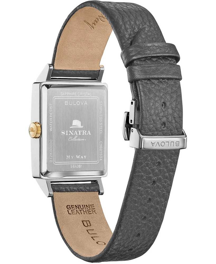 Bulova Men's Frank Sinatra My Way Gray Leather Strap Watch, 29.5 x 47mm