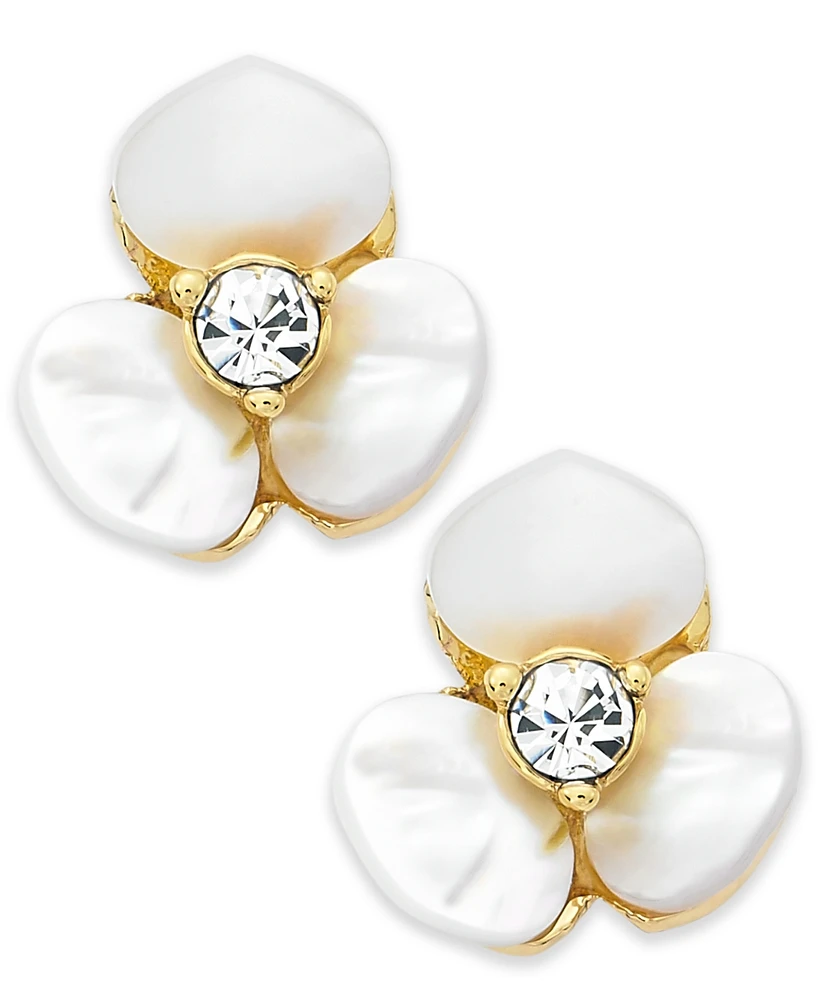 Kate Spade New York Earrings, Gold-Tone Cream Disco Pansy Flower Stud Earrings