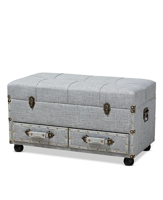 Furniture Flynn Modern Transitional Upholstered 2 Drawer Storage Trunk Ottoman