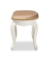 Furniture Gabrielle Traditional French Country Provincial Upholstered Vanity Ottoman