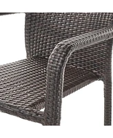 Noble House Dover Outdoor Armed Stack Chairs with Frame, Set of 2