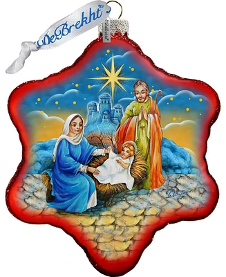 G.DeBrekht Holy Family Snowflake Limited Edition Scenic Hand Painted Glass Ornament