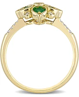 Emerald (1/3 ct. t.w.) & Diamond (1/10 ct. t.w.) Statement Ring in 14k Gold