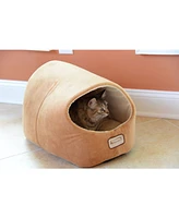 Armarkat Cat Bed Cave Shape, Brown/Ivory, C11CZS/Mh - Luxurious Velvet Covering, 100% Poly Fill Filling, Machine Washable, 6 Months Warranty