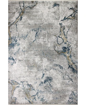 Bashian Charm Cha-02 Gray, Blue 4' x 6' Area Rug