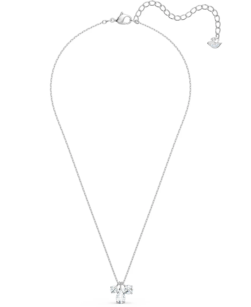 Swarovski Silver-Tone Triple Crystal Pendant Necklace, 15-5/8" + 2" extender