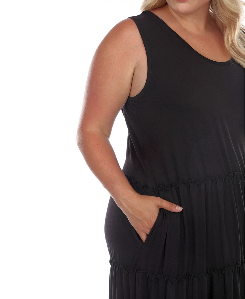 White Mark Plus Scoop Neck Tiered Midi Dress