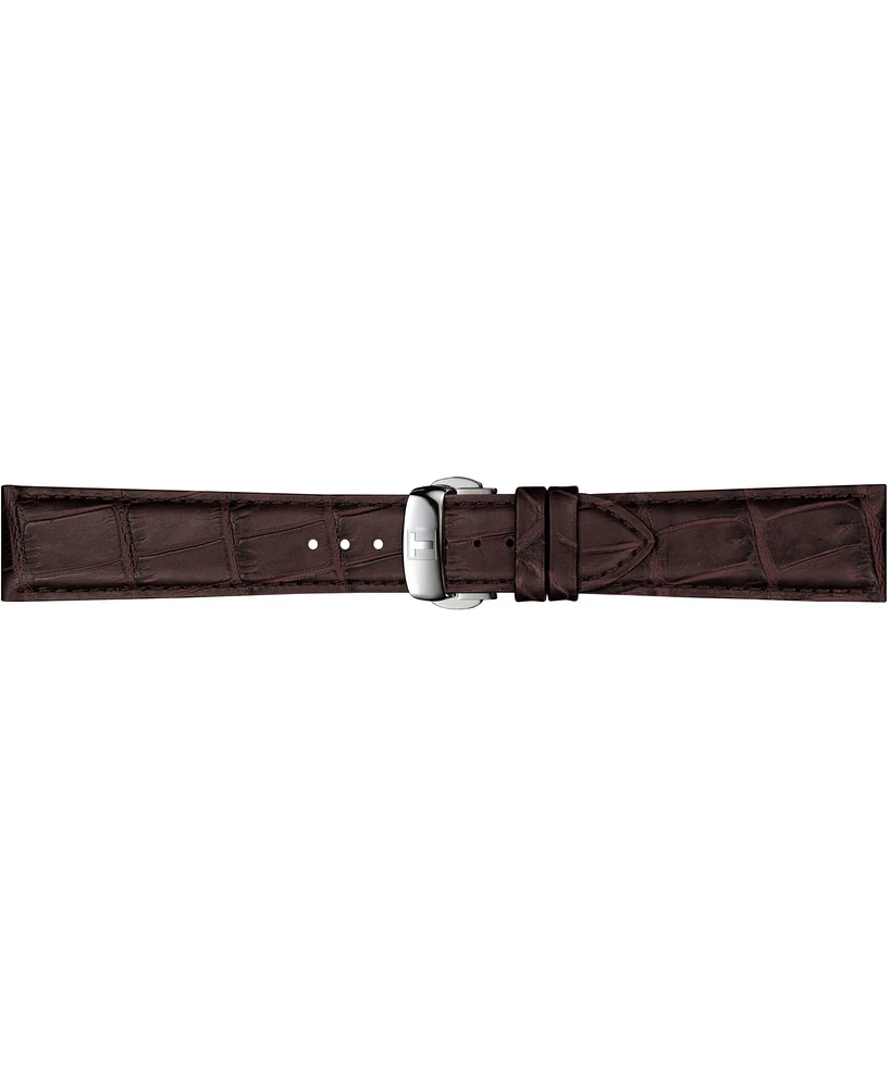 Tissot Men's Swiss Gentleman Brown Leather Strap Watch 40mm