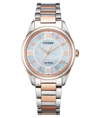 Citizen Eco-Drive Women's Arezzo Diamond-Accent Two-Tone Stainless Steel Bracelet Watch 32mm