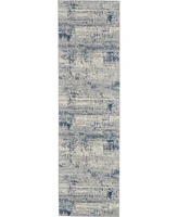 Nourison Home Rustic Textures RUS10 Ivory and Blue 2'2" x 7'6" Runner Rug