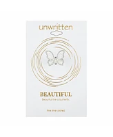 Unwritten Crystal Open Butterfly Ring Silver Plate or Gold Flash