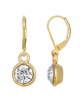 2028 Gold-Tone Round Crystal Drop Earring
