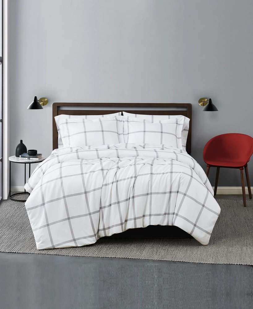 Truly Soft Printed Windowpane 3 Piece Duvet Cover Set