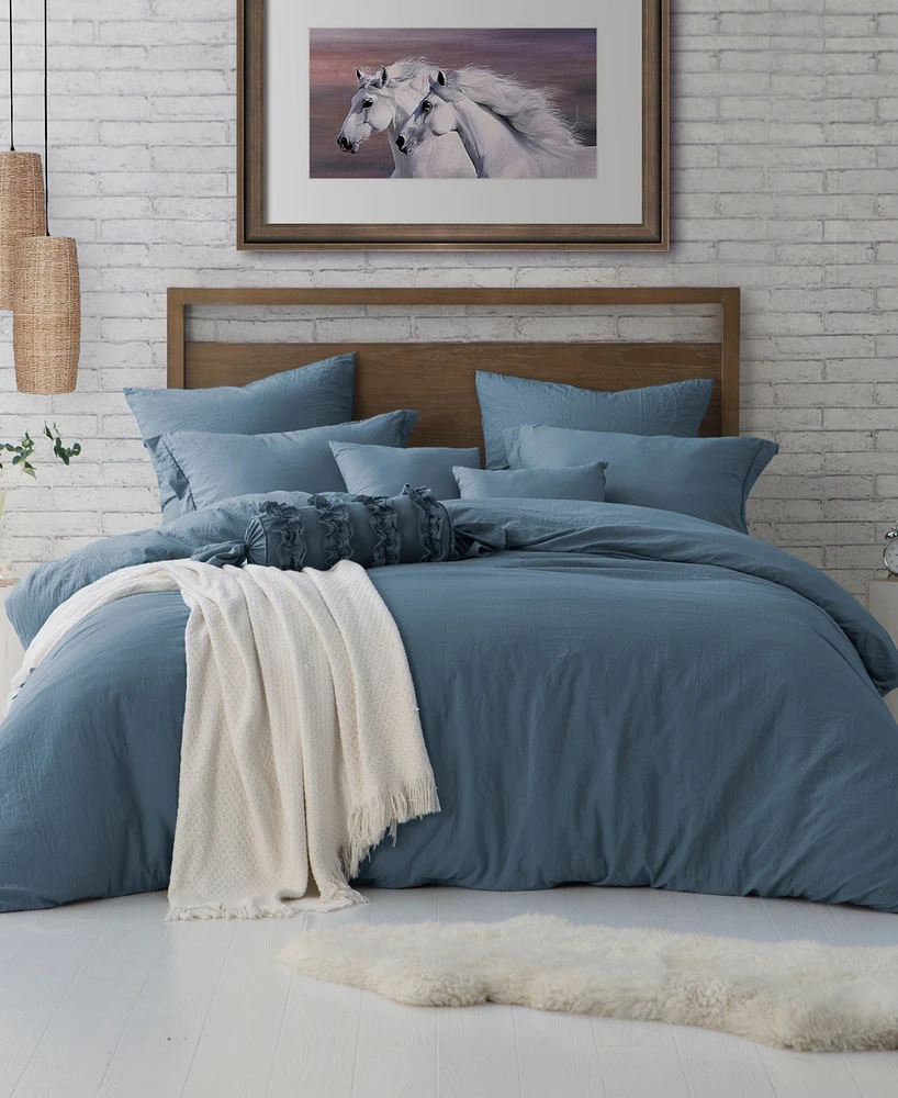 Cathay Home Inc. Microfiber Washed Crinkle Duvet Cover Set