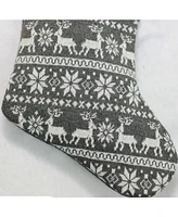 Northlight Reindeer and Snowflake Knit Christmas Stocking with Faux Fur Cuff