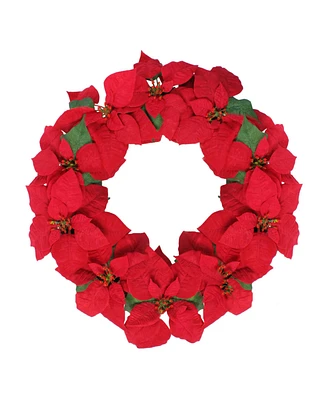 Northlight Unlit Artificial Poinsettia Flower Christmas Wreath