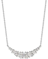 Arabella Cubic Zirconia Heart 18" Statement Necklace in Sterling Silver